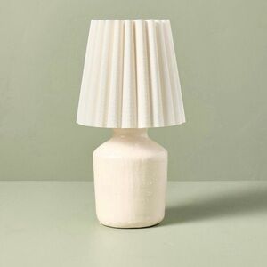 Rustic Ceramic Mini Kitchen Lamp Pleated Shade Cream - Hearth & Hand 2024